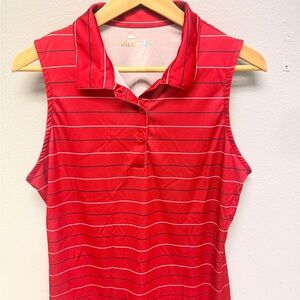 Birdies Red Striped Sleeveless Button Down Shirt